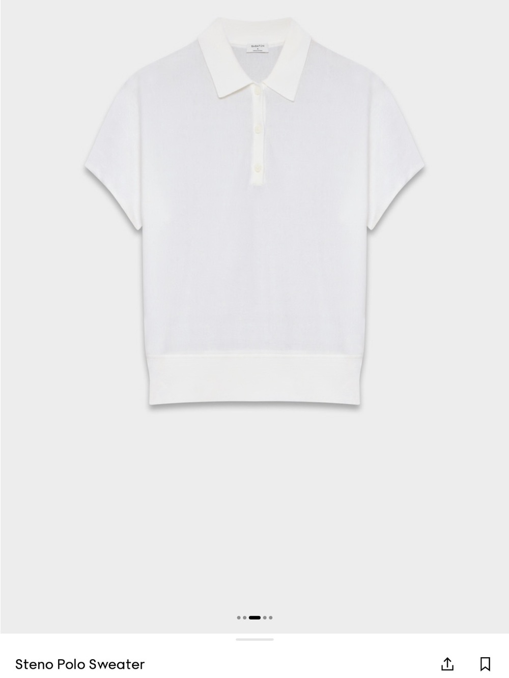 Aritzia Babaton White Short-Sleeve Steno Polo Top